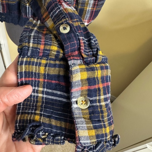 Anthropologie Navy Plaid Lace Detail Women's Top - Picture 9 of 12